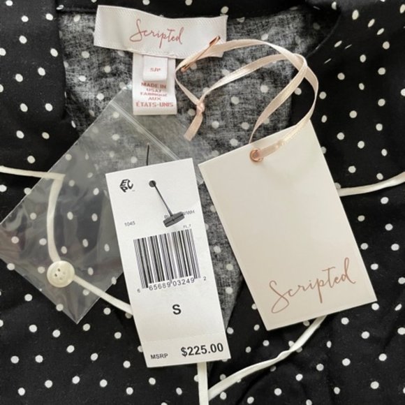 Scripted Polka Dot Crop Longsleeve Top from Saks NWT - Picture 3 of 8